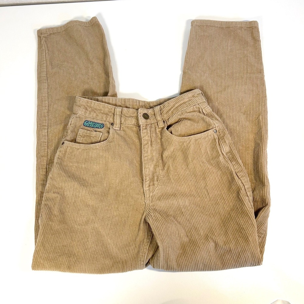 y2k tan corduroy empyre pants high rise straight leg womens "tori" 24"